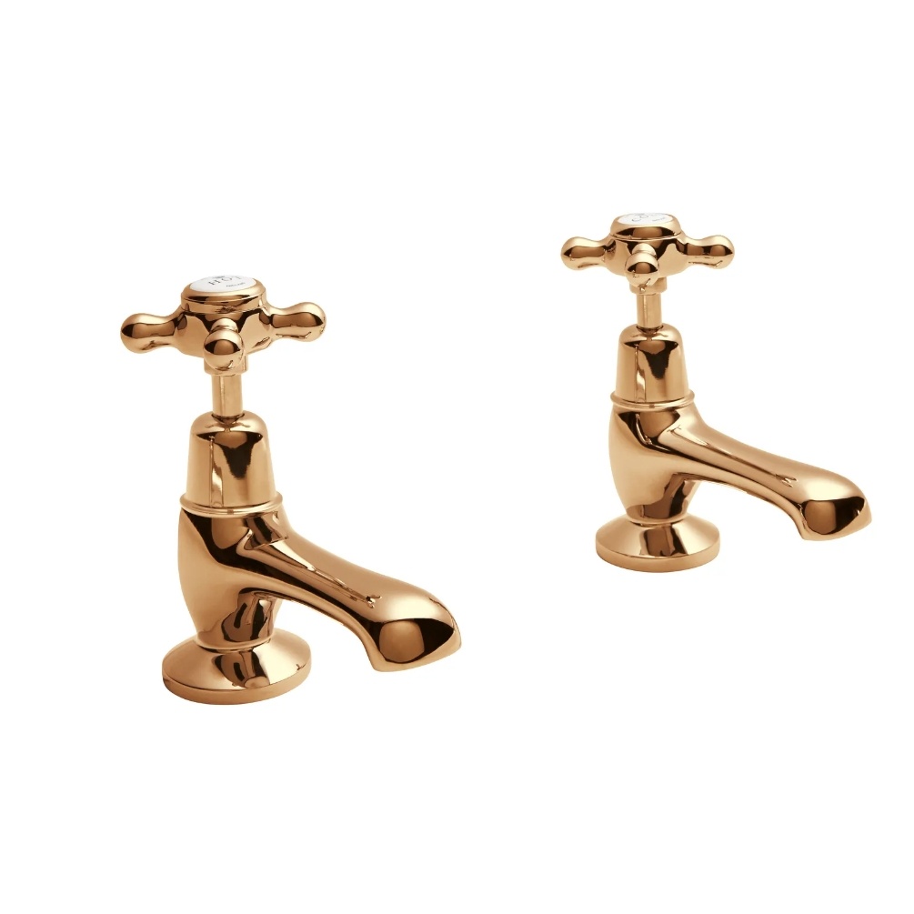 BC Designs Victrion Crosshead Copper Basin Pillar Taps Cut Out